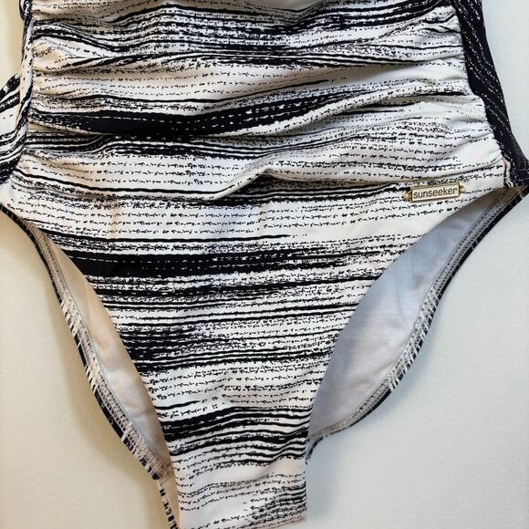 Sunseeker Lets Get Physical One piece Swimsuit Tummy Size 4 control Black White - Picture 7 of 11